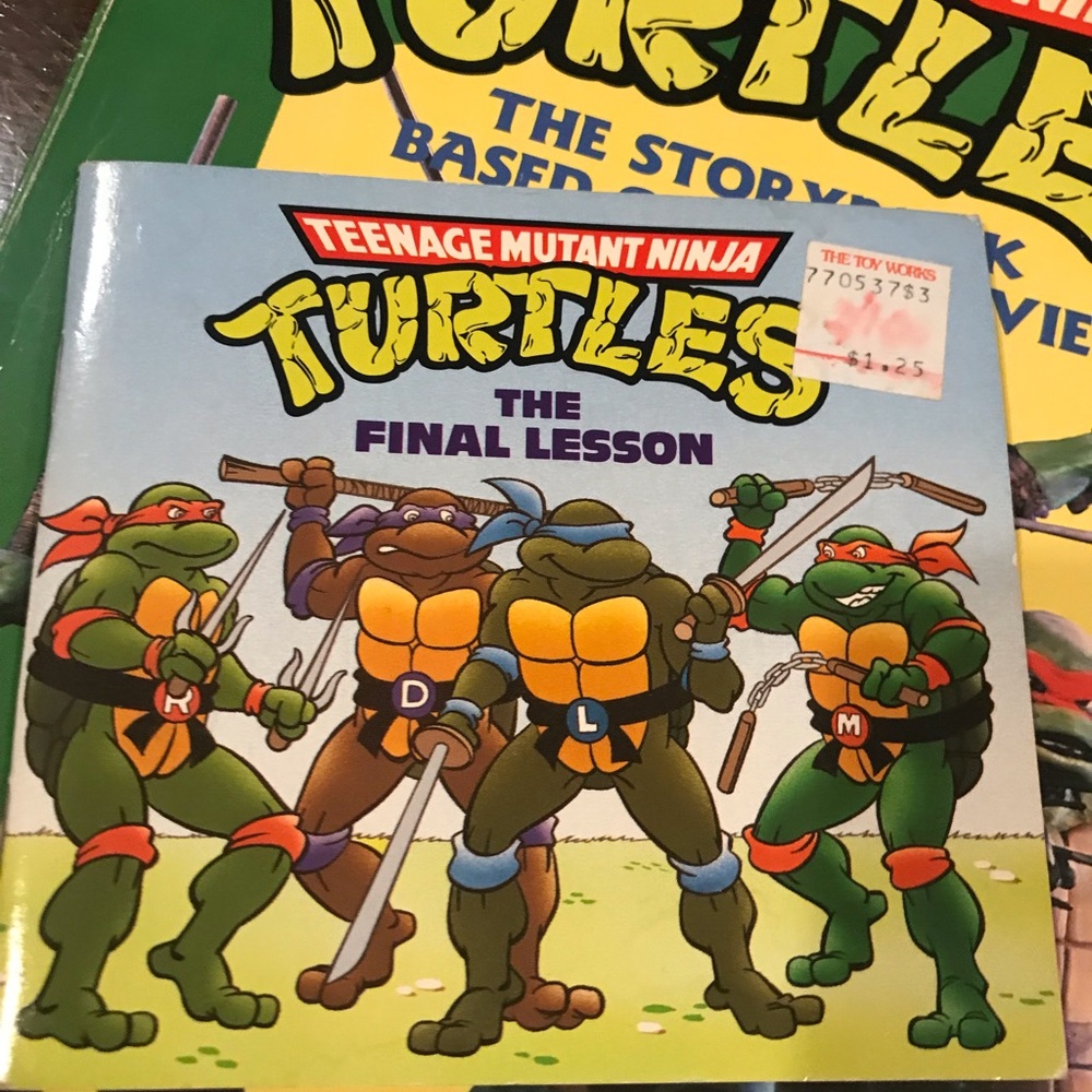~~~~~~~~~~~ SOLD__FOUR MOVEABLE NINJA TURTLES/THE NINJA TURTLE MOTORCYCLE/BOOKS - Picture 12 of 16